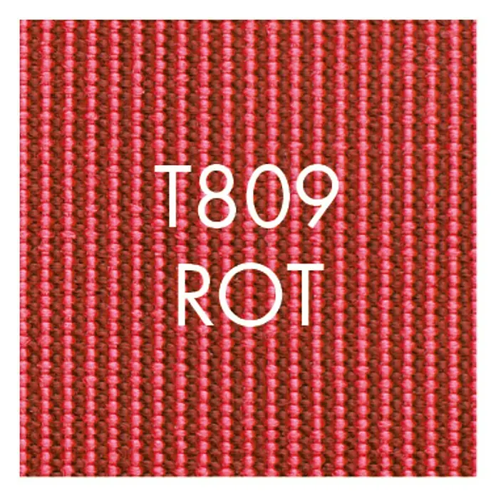 Doppler Protect SchirmbezugRot, 400 cm, Passend für: Doppler Schirmgestell Ø 400 cm - Nahaufnahme des roten Textilstoffs T809 ROT mit feiner, vertikaler Streifenstruktur. Ideal für Polsterarbeiten und Designprojekte mit strapazierfähiger Oberfläche.