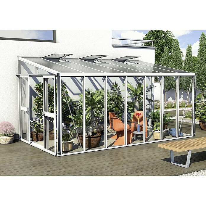 Vitavia Gewächshaus (2,66 x 4,6 x 2,39 m, Farbe: Weiß, Einscheibensicherheitsglas (ESG))