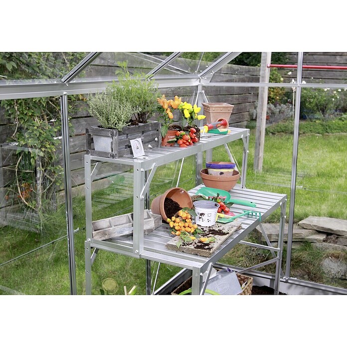 Vitavia Gewächshaus (6,12 x 2,56 x 2,5 m, Farbe: Aluminium, Polycarbonat, 16 mm)