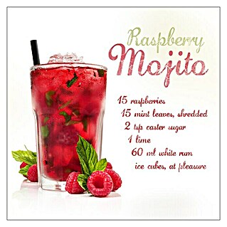 Glasbild (Raspberry Mojito, B x H: 20 x 20 cm)