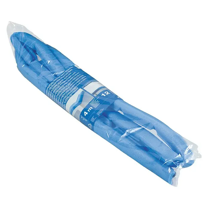 Nips Schaumstoffkantenschutz - Länge: 4 m, Polyethylen - Bild einer 4m langen, blauen Kantenschutzprofile, 12 Stück im Paket, in Folie verpackt, ideal zum Schutz von Ecken und Kanten.