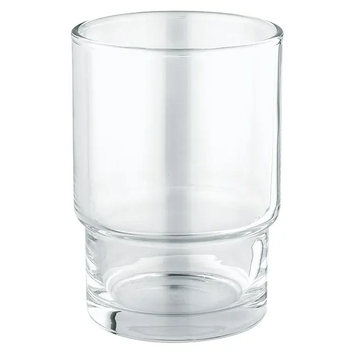 Grohe Essentials Ersatz-Zahnputzglas - Glas, Transparent - Klares, zylindrisches Trinkglas mit einem gestuften Design, ideal für den täglichen Gebrauch und besondere Anlässe.