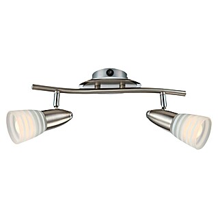 Globo Caleb Regleta LED de pared y techo (8 W, Cromo, Níquel mate, Opal, Blanco cálido, 2 ud.)
