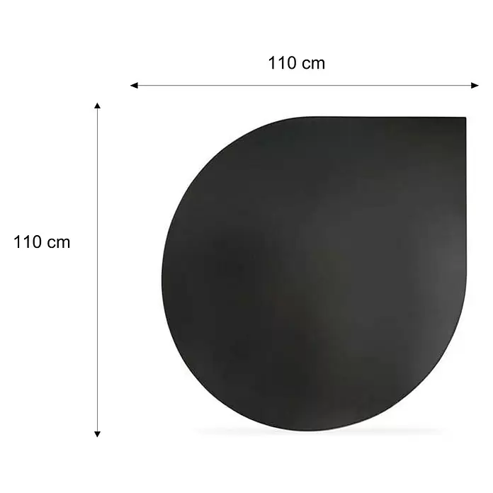 Valo Funkenschutzplatte - 110 x 110 cm, Schwarz, Stahl - Dunkelgraue D-förmige Tischplatte, 110x110 cm, mit gerader und abgerundeter Kante.