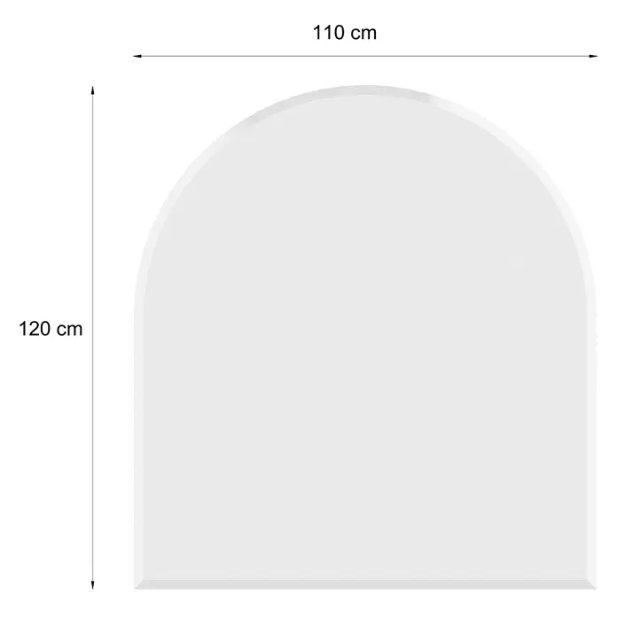 Valo Glasbodenplatte - 110 x 120 cm, Gebogen - Gewölbter Spiegel, 110 cm breit und 120 cm hoch.