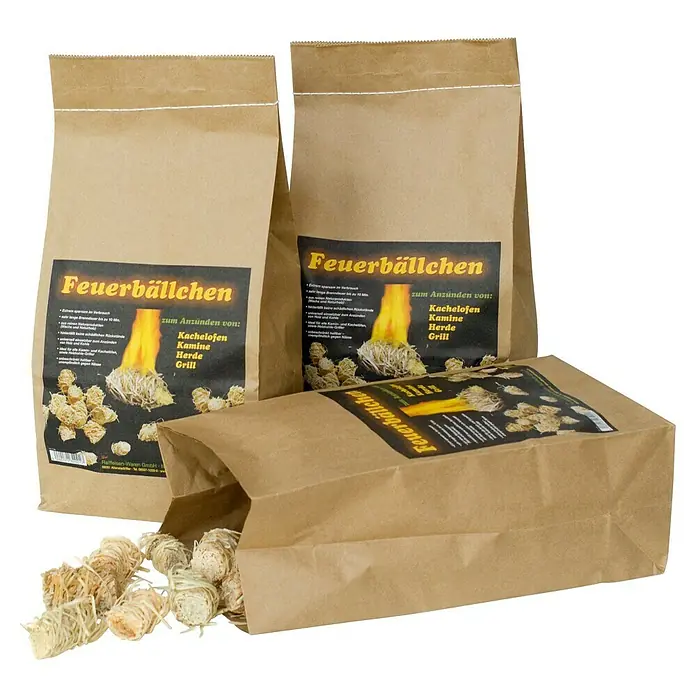 Valo Anzünder - Holz, 80 Stk. - Feuerbällchen Anzünder: Drei Papiertüten gefüllt mit Anzündhilfen, ideal zum Entzünden von Kachelöfen, Kaminen, Herden und Grills.