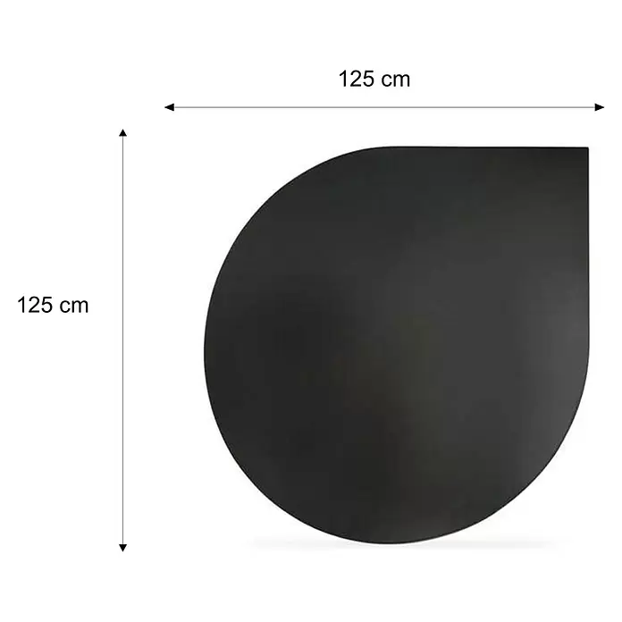 Valo Funkenschutzplatte - 125 x 125 cm, Schwarz, Stahl - Schwarze D-förmige Tischplatte, 125x125 cm.