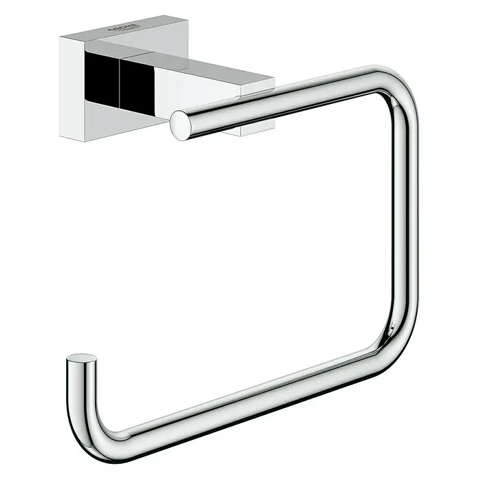 Grohe Essentials Cube Toilettenpapierhalter - Ohne Deckel, Chrom, Glänzend - Ein glänzender, moderner Handtuchring aus Chrom mit quadratischer Wandhalterung.