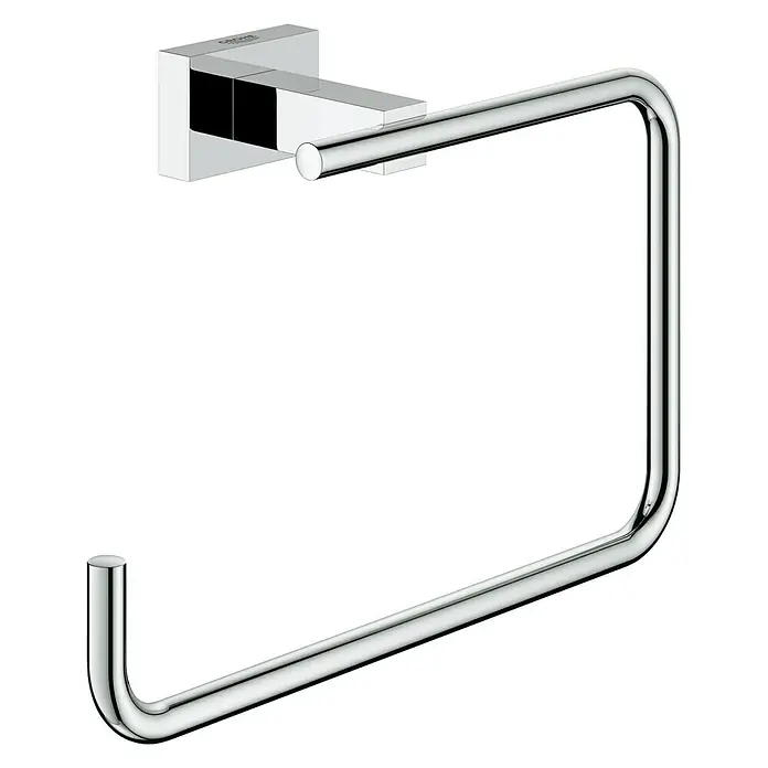 Grohe Essentials Cube Handtuchring - Chrom, Glänzend - Elegante Chrom-Handtuchhalterung mit quadratischer Basis zur Wandmontage. Das Handtuchhalter-Design ist minimalistisch und modern.