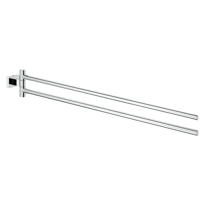 Grohe Essentials Cube Handtuchhalter - 2-armig, Chrom, Glänzend - Drehbarer Handtuchhalter in Chrom-Optik, ideal für jedes Badezimmer, um Handtücher stilvoll aufzuhängen und schnell trocknen zu lassen.
