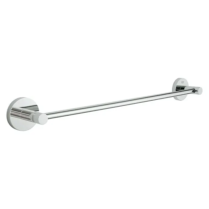 Grohe Essentials Badetuchhalter - Breite: 50,4 cm, Chrom, Glänzend - Chromfarbener Handtuchhalter von Grohe mit runden Halterungen und einer schlanken Stange, ideal für moderne Badezimmer.