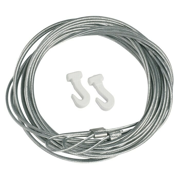 Nielsen Cable de acero trenzado (L x An: 200 cm x 1,3 mm, Específico para: Riel de galería de Nielse económico/profesional, Con lazo y gancho deslizante)