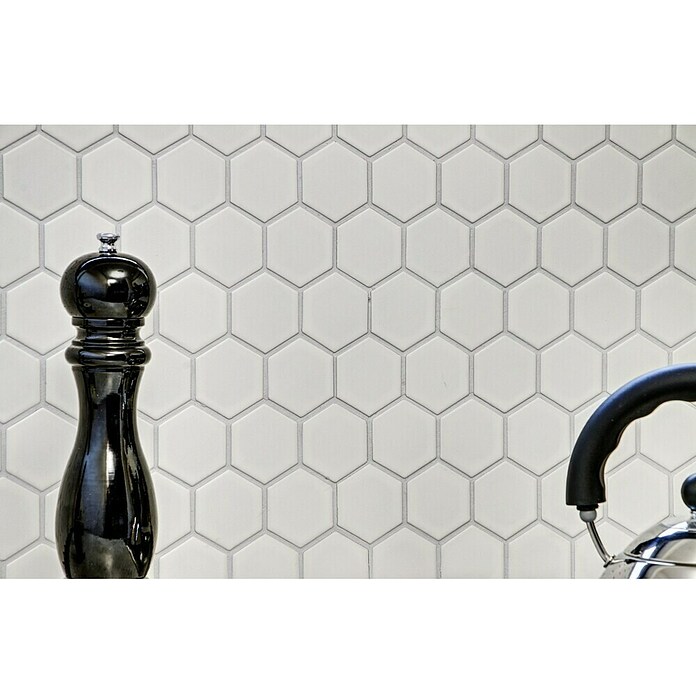 Mozaik pločica Hexagon Uni HX 080  (32,5 x 28,1 cm, Bijela, Sjaj) | BAUHAUS