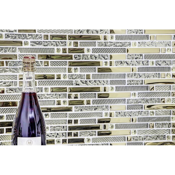 Mozaïektegel Crystal Mix XCM GV918 (29,8 x 33,8 cm, Goud, Glanzend)