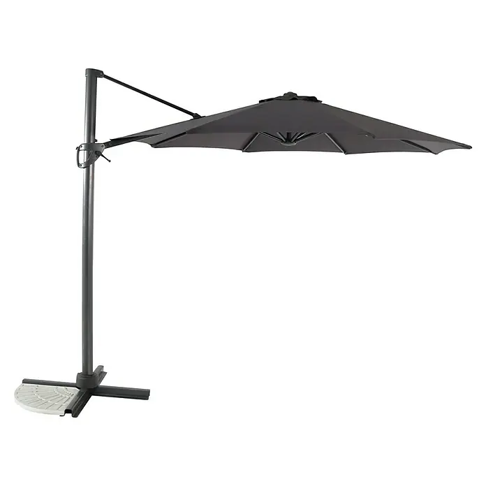 Sunfun Parasol de jardín Ligurien - Antracita, Diámetro de cobertura: 300 cm - Sombrilla gris voladiza con base robusta para tu jardín o patio, perfecta para los días soleados al aire libre.