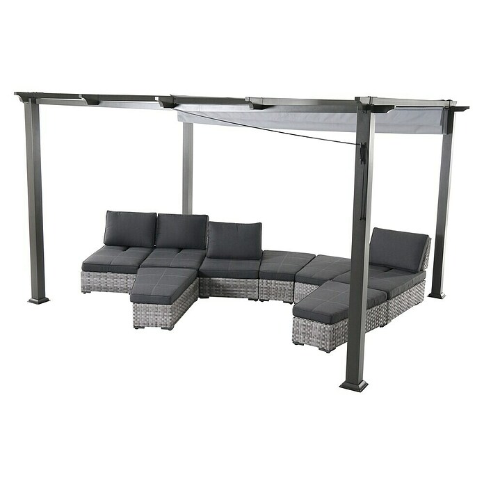 Sunfun Paviljoen met harmonicadoek Kreta (l x b x h: 330 x 415 x 235 cm, Antraciet)