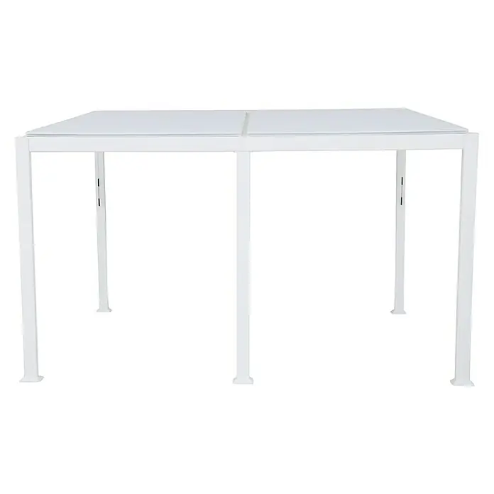 Sunfun Pérgola adosada Palma - An x Pr: 400 x 300 cm, Blanco, Aluminio - Gazebo blanco cuadrado con un diseño minimalista, ideal para el jardín. Perfecto para reuniones al aire libre y protección solar.