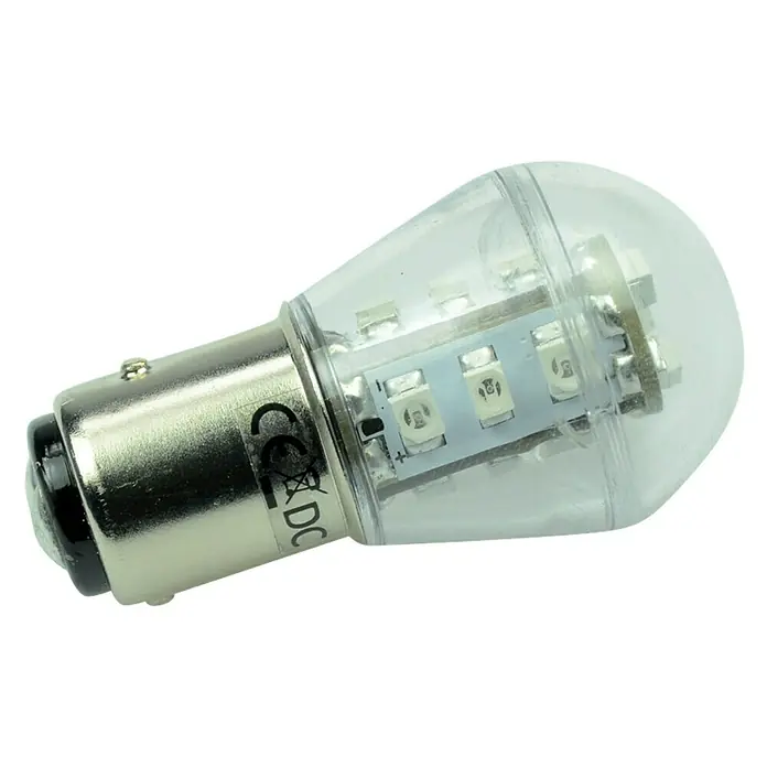 Talamex LED-Navigationsleuchtmittel für Boote - 0,9 W, 10 V - 30 V, Lichtfarbe: Grün - Nahaufnahme einer LED-Lampe mit klarem Glaskolben und Metallsockel.