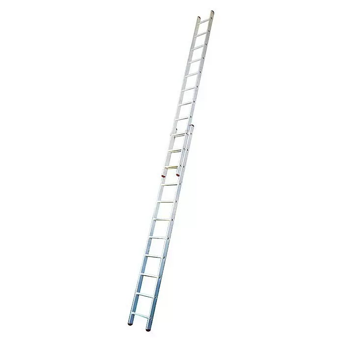 Corda Escalera deslizante - Número de peldaños: 22 ud., Altura de trabajo: 5,3 m, Carga soportada: 150 kg, Aluminio - Escalera extensible de aluminio plateado.