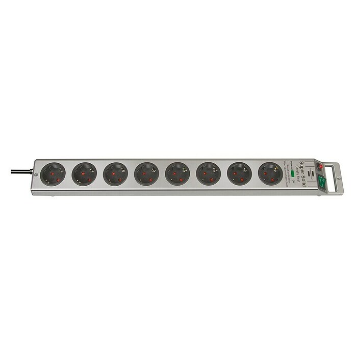 Brennenstuhl Super-Solid Steckdosenleiste (8-fach, Silber, 2,5 m, Max. Ableitstrom: 13.500 A)