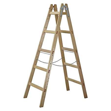 Sprossen-Doppelleiter (Höhe: 170 cm, Anzahl Tritte: 10 Stk., Holz)