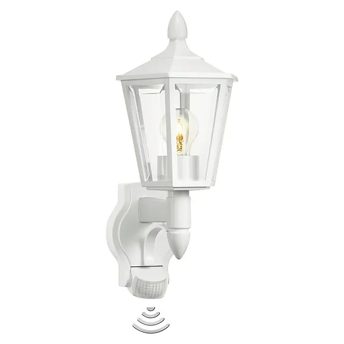 Steinel Sensor-Außenleuchte L 15 S weiß - 60 W, 240 x 190 x 410 mm, Weiß, IP44 - Weiße Außenwandleuchte mit Bewegungsmelder. Elegante Beleuchtung für den Außenbereich, sorgt für Sicherheit und Komfort durch automatische Aktivierung.
