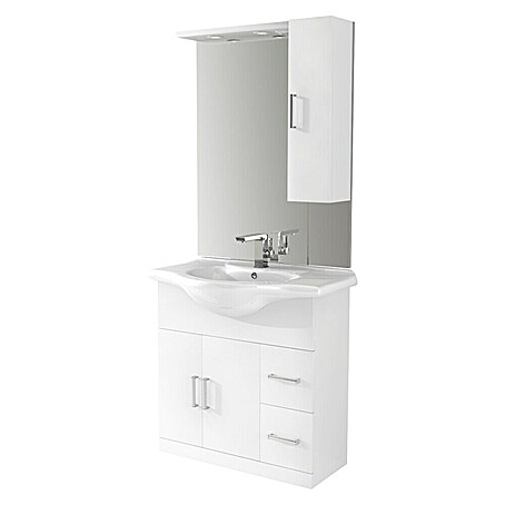 Baden Haus Badmöbel-Set Creta (Weiß, Hochglänzend)