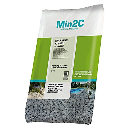 Min2C Marmorkiesel (Schwarz, Körnung: 7 mm - 15 mm, 25 kg)