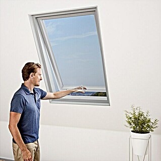 Windhager Dachfenster-Insektenschutz Fliegengitter (130 x 150 cm, Anthrazit, Klettbefestigung)