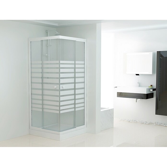 Sanotechnik Eckdusche (80 x 90 x 190 cm, Weiß)