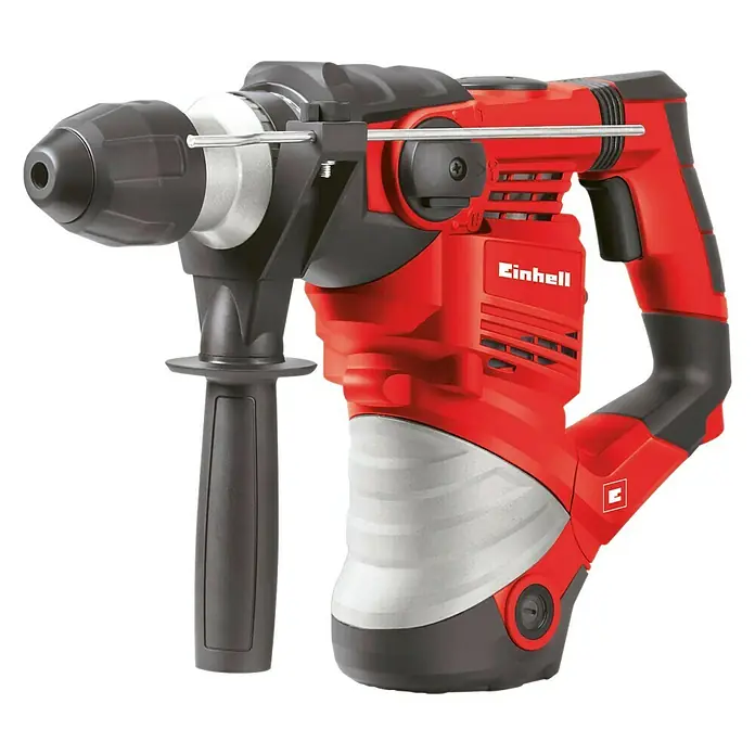 Einhell Kombihammer TC-RH 1600 - 1.600 W, 4 J, SDS-Plus-Aufnahme - Roter und schwarzer Einhell Bohrhammer, ein leistungsstarkes Werkzeug zum Bohren und Meißeln in verschiedenen Materialien.