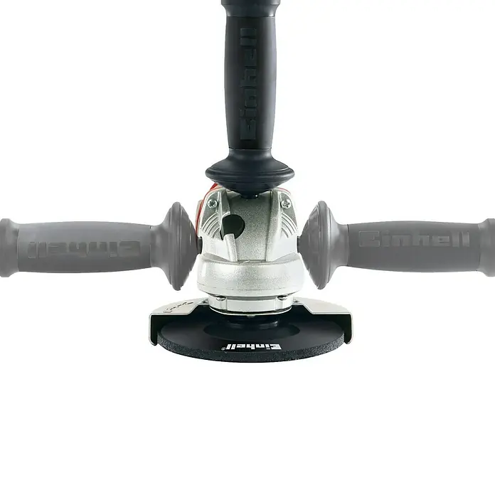 Einhell Expert Elektro-Winkelschleifer TE-AG 230/2000 - 2.000 W, 230 mm, Leerlaufdrehzahl: 6.500 U/min - Nahaufnahme eines Einhell Winkelschleifers, ideal zum Schleifen und Schneiden mit Präzision.