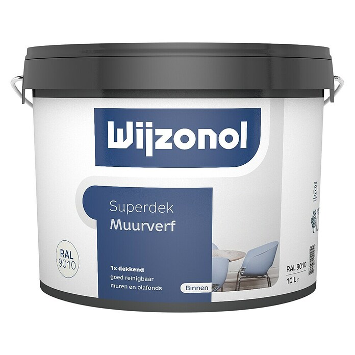 Wijzonol Muurverf Superdek 9010 (Zuiver wit, Mat, 10 l) | BAUHAUS