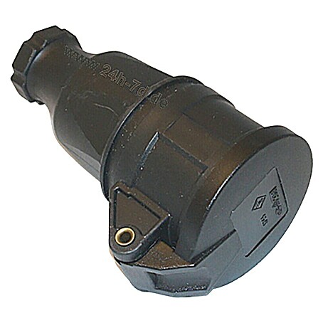 Gummi-Schutzkontakt-Kupplung PCE (230 V, IP44, Schwarz)