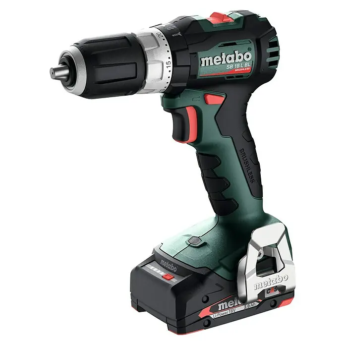 Metabo CAS 18V Akku-Schlagbohrschrauber SB 18 L BL - 18 V, 2 Akkus, 2 Ah, 65 Nm - Abbildung eines Metabo SB 18 L BL Akku-Schlagbohrschraubers mit bürstenlosem Motor, ideal für anspruchsvolle Schraub- und Bohrarbeiten.