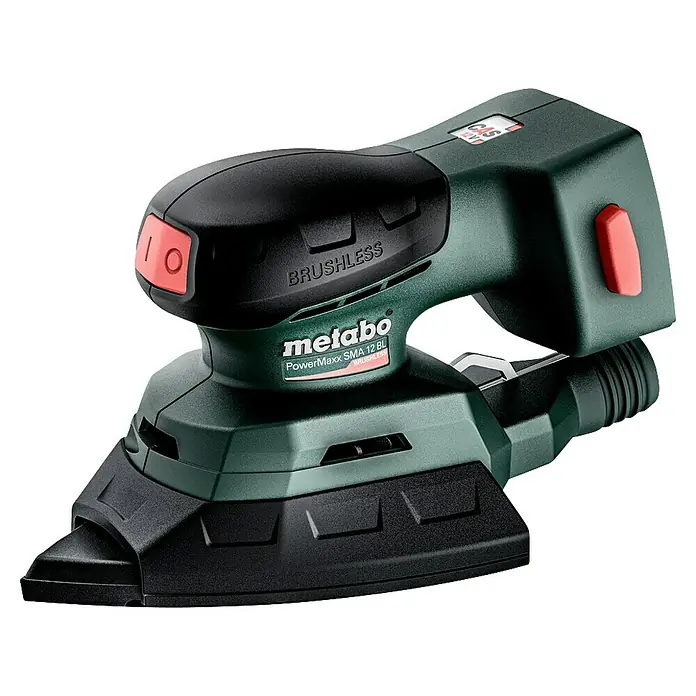 Metabo Akku-Multischleifer PowerMaxx SMA 12 BL - 12 V, Ohne Akku, Breite Schleifplatte: 100 mm, Länge Schleifplatte: 150 mm - Metabo PowerMaxx SMA 12 BL Akku-Exzenterschleifer, ein kompaktes und leistungsstarkes Werkzeug für feine Schleifarbeiten.