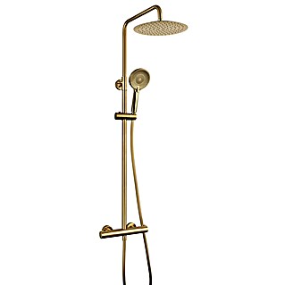 IO Round Sistema de ducha Elite (Con grifo termostático, Distancia entre orificios: 150 cm, Número de tipos de chorro: 3 ud., Oro)