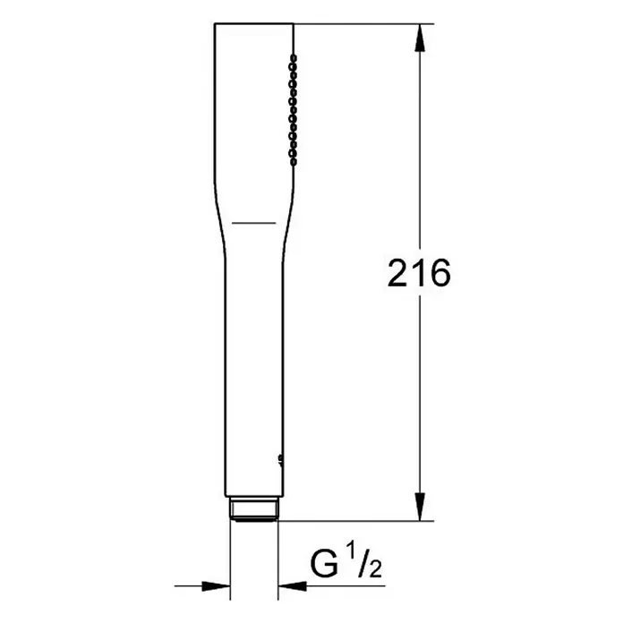 Grohe Euphoria Cosmopolitan Handbrause Stick - Anzahl Funktionen: 1 Stk., Chrom - Technische Zeichnung des Handbrausekopfes mit Maßen.