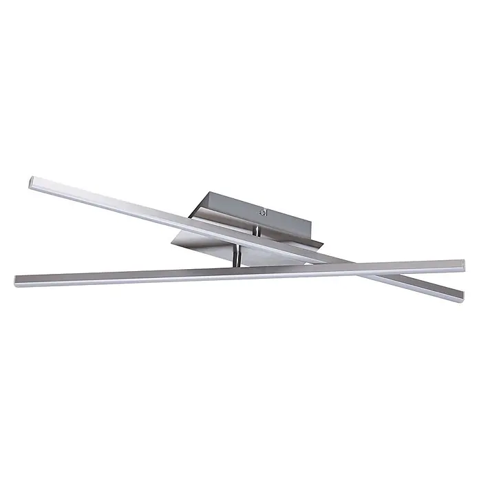 Tween Light LED-Deckenleuchte Vanzone - 16 W, L x B x H: 61 x 10,5 x 7,5 cm, Chrom, Opal, Warmweiß - Moderne LED Deckenleuchte mit überkreuzten Lichtelementen und Chrom-Finish für stilvolle Beleuchtung.