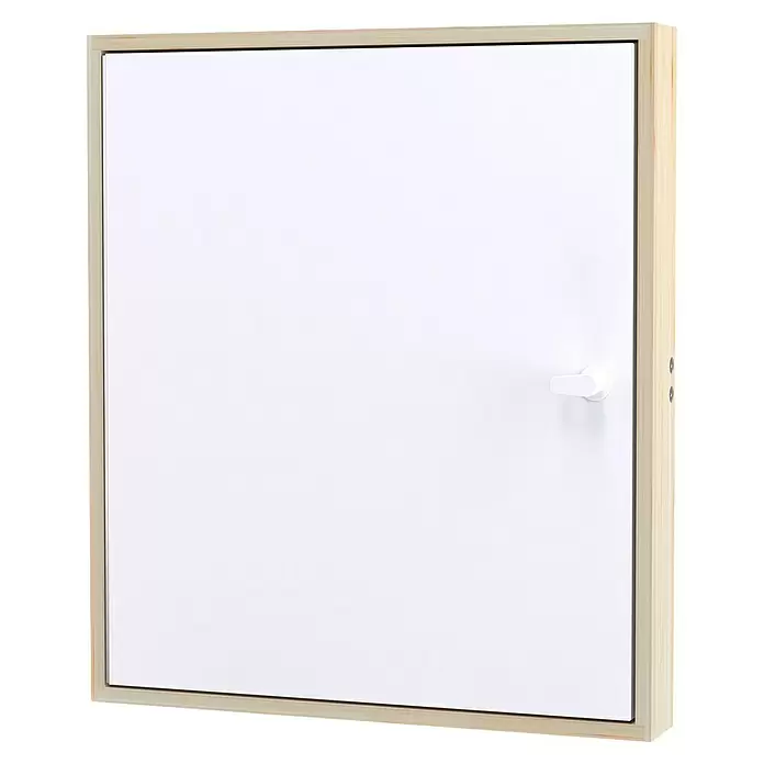Dolle Kniestocktür - 70 x 80 cm - Weiße Tür mit hellem Holzrahmen und weißem Griff.