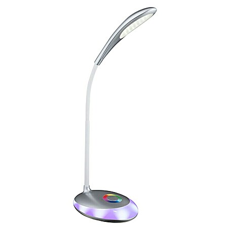 Globo LED-Tischleuchte Minea (4,4 W, L x B x H: 30 x 11 x 48 cm, Silber Metallic, Transparent, Neutralweiß)