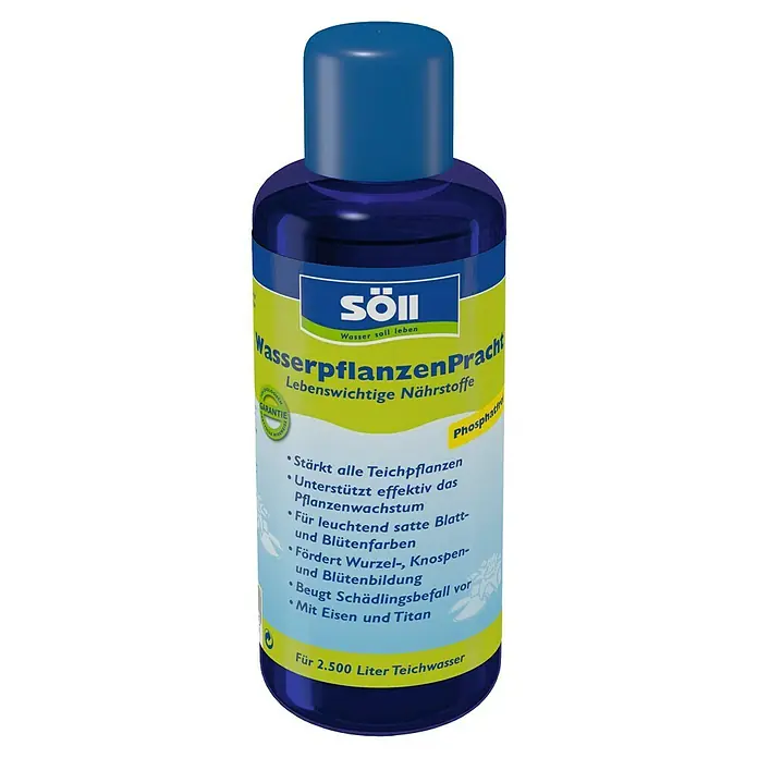 Söll Universaldünger WasserpflanzenPracht - 250 ml - Eine Flasche Söll WasserpflanzenPracht, ein Dünger für Teichpflanzen, der das Wachstum fördert und für leuchtende Farben sorgt.