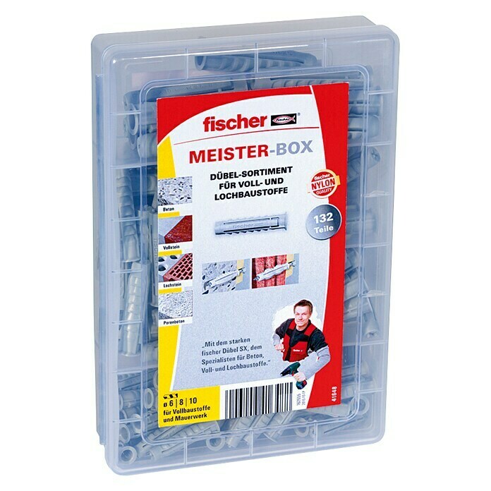 Fischer Meister-Box Spreizdübel-Set SX (132-tlg., Ohne Schrauben/Haken, Nylon)