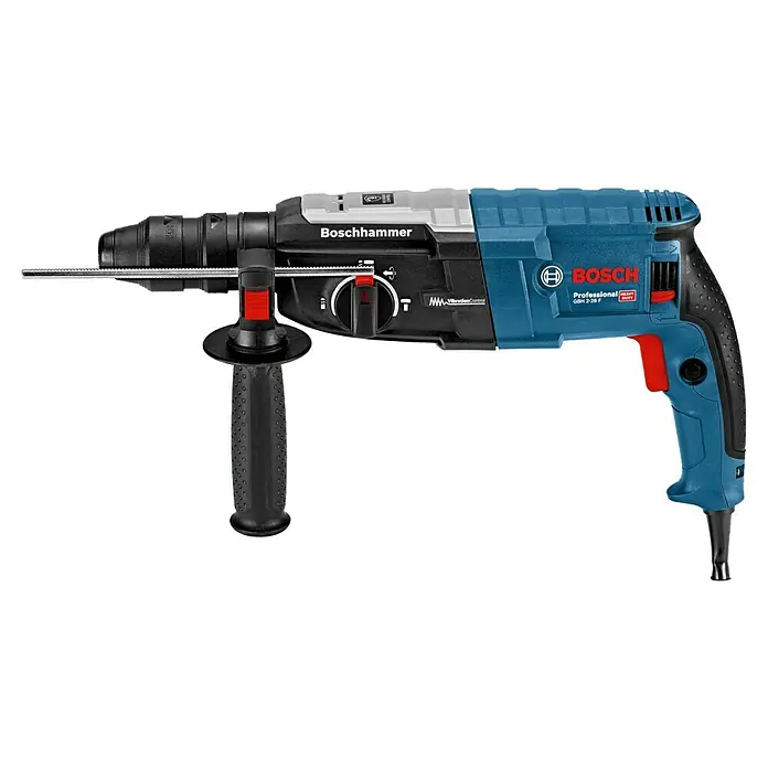Bosch Professional Kombihammer GBH 2-28 F - 880 W, 3,2 J, SDS-Plus-Aufnahme, Inkl. 3 x Bohrer & Meißel - Bohrhammer Boschhammer mit blau-schwarzem Design, Seitengriff und Bohrer. Optimal zum Bohren und Hammerbohren für Profis.