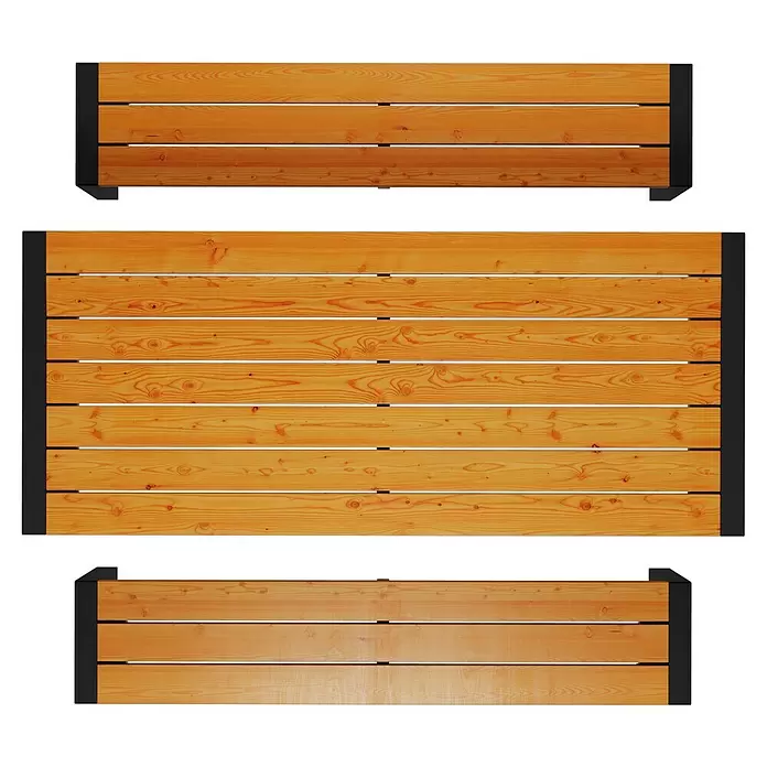 Promadino Gartenmöbel-Set Sylt - 3 -tlg., Kiefernholz, Braun/Schwarz - Drei rechteckige Holz-Pflanzkästen mit schwarzen Metallrahmen.