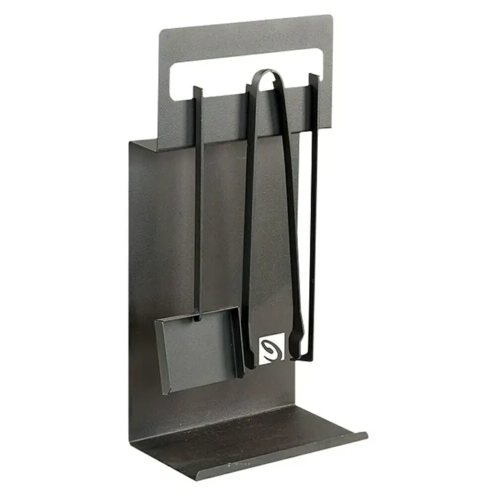 Kamingarnitur Tom - 18 x 30 x 60 cm, Schwarz - Kaminbesteck-Set mit Halterung, bestehend aus Schaufel, Zange und Schürhaken, ideal für Kaminliebhaber. Robustes Design.