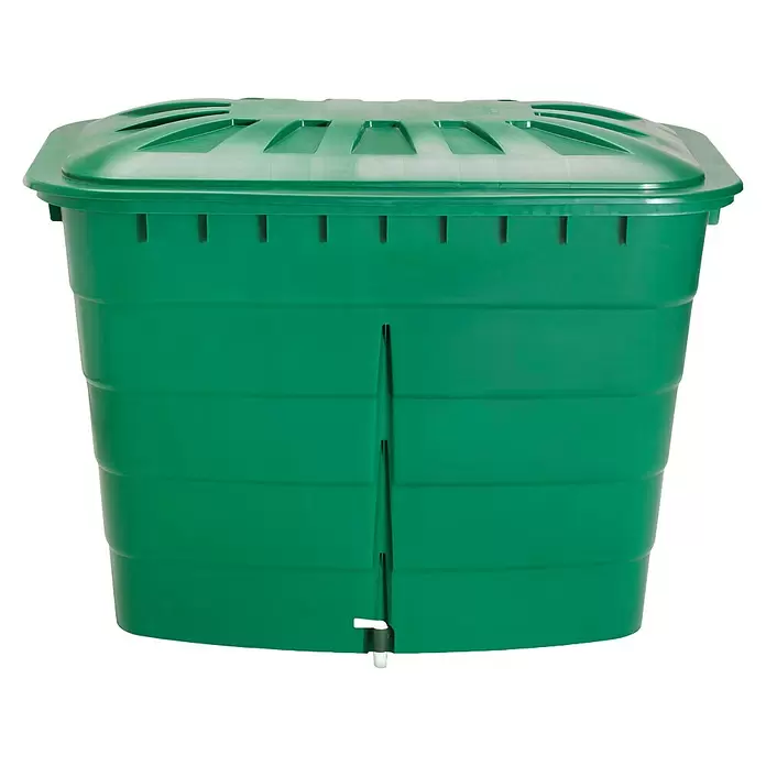 Garantia Basic Line Regentonne - 520 l, Grün, 1 Stk. - Grüner Kunststoff-Komposter mit belüftetem Deckel und modularem Aufbau für Garten- und Küchenabfälle.