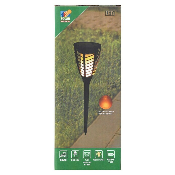 BAUHAUS Solar-Erdspieß Fackel Flame (LED, Schwarz, Höhe: 76 cm)