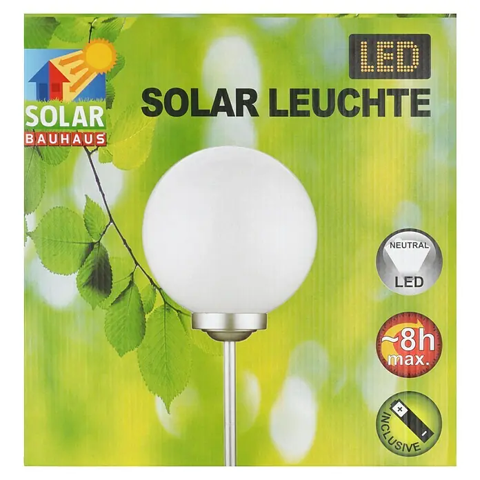 BAUHAUS Solar-Kugelleuchte Fara - Durchmesser: 30 cm, Höhe: 73 cm, LED - Solarleuchte von Bauhaus mit LED-Technologie, neutralem Licht und bis zu 8 Stunden Leuchtdauer, inklusive Batterie für den sofortigen Einsatz.