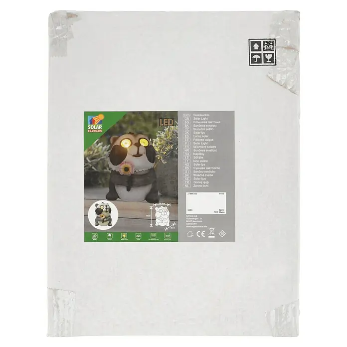BAUHAUS Solar-Dekoleuchte - Lichtfarbe: Warmweiß, 29,5 x 25 x 35 cm, Waschbär - Solarleuchte mit LED-Beleuchtung in Form eines Pandas, ideal für den Garten oder die Terrasse, sorgt für stimmungsvolles Licht.